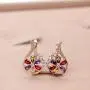 Uloveido Rose Gold Plated Crystal Flower Pendant Necklace and Earrings Set for Women Girls