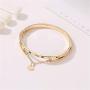 Roman Numeral Bracelet Rhinestone Engraved Love Heart Peach Shaped Statement Cuff Bangle Bracelet for Women Girls Ladies Jewelry