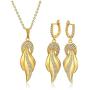 Top Plaza Womens Girls Gold Plated Cubic Zirconia Jewelry Set Fashion Elegant Rhinestone Tail Statement Necklace Earrings Set for Weddings, Brides, Formals, Prom