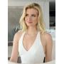 Mariell Graduated Cubic Zirconia Tennis Necklace, Platinum Plated Graduated CZ Bridal Statement Jewelry