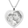 AILIN 925 Sterling Silver Photo Engraved Heart Shape Shimmer Necklace Custom Picture Image Text Engraved