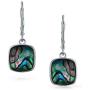 Geometric Shell Rainbow Iridescent Abalone Square Leverback Dangle Drop Earrings For Women For Teen 925 Sterling Silver
