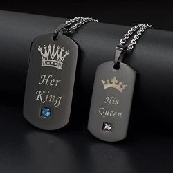 Thintom Couples Necklaces His & Hers Matching Set Titanium Stainless Steel Couple Pendant Necklace in a Gift Box