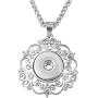 Souarts Silver Tone Color Floral Pendant Necklace Bracelet Fit 5.5mm DIY Snap Button, Snap Charms Snap Jewelry Necklace(Necklace)