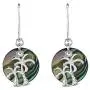 Sterling Silver Abalone or Simulated Turquoise Round Polished Palm Trees Dangle Earrings Sterling Silver Abalone or Simulated Turquoise Round Polished Palm Trees Dangle Earrings