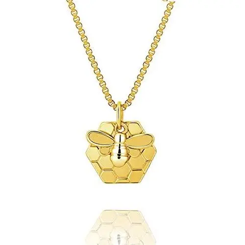 MAIDEARS Bee Jewelry for Women - Love Heart Ladybug Necklace Honeycomb&Bee Necklace for Girls 14K Gold Plated Animal Necklace Jewelry Gift 18 Inch Box Chain MAIDEARS Bee Jewelry for Women - Love Heart Ladybug Necklace Honeycomb&Bee Necklace for Girls 14K Gold Plated Animal Necklace Jewelry Gift 18 Inch Box Chain