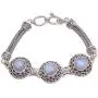 NOVICA Rainbow Moonstone and Blue Topaz .925 Sterling Silver Link Bracelet, 7'', Temple Roof NOVICA Rainbow Moonstone and Blue Topaz .925 Sterling Silver Link Bracelet, 7'', Temple Roof