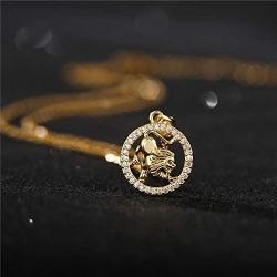 cmoonry 18K Gold Plated Horoscope Constellation Zodiac Sign Necklace Unique Design Fashion CZ Identity Symbol Necklaces Birthday Gift