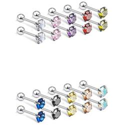 Jenxnjsjo Cartilage Earrings Stud Earrings Helix Conch Piercing Jewelry Cubic Zirconia Stud Earrings Screw Back Earrings for Women Cartilage Earring Stud Stud Earring Set Earrings With Screw Backs
