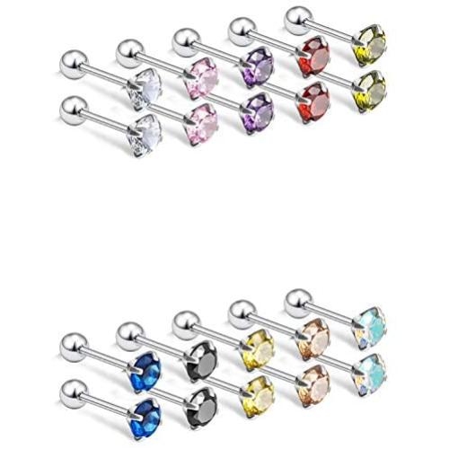 Jenxnjsjo Cartilage Earrings Stud Earrings Helix Conch Piercing Jewelry Cubic Zirconia Stud Earrings Screw Back Earrings for Women Cartilage Earring Stud Stud Earring Set Earrings With Screw Backs
