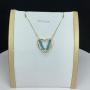 Newshe Pendant Necklace for Women Gold Heart Blue Crystal 925 Sterling Silver Cubic Zirconia Chain