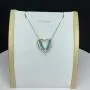 Newshe Pendant Necklace for Women Gold Heart Blue Crystal 925 Sterling Silver Cubic Zirconia Chain