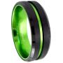 6/8mm Red/Green&Black Tungsten Carbide Ring Mens Two Tone Wedding Bands Groove Beveled Edge Brushed Engagement Couples Rings