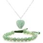 LPBeads Heart Healing Crystal Stone Necklace Wire Wrapped Tree of Life Chakra Pendant with Bracelet and Jewelry Bag