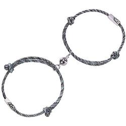 Cassfic Anniversary Bracelets Set for Couples Rope Braided Couple Bracelets Vows of Eternal Love Pendants Bracelet with Magnetic Bells Gift Jewelry Set for Couple