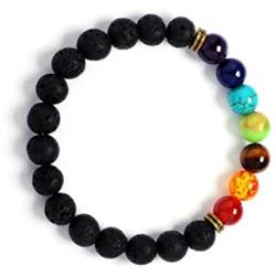 YOGA JOURNEYS 7 Chakra Stone Natural Lava Stone Reiki Infused Healing Bracelet