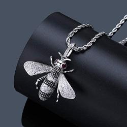 Iced Out Full Cubic Zircon Animal Bee Pendant Necklace Gold Silver Color Charm Hip Hop Jewelry Gifts for Men Women