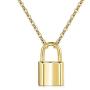 Van Chloe Punk Metal Style 925 Sterling Silver Gold Lock Pendant Necklace for Women Men Girls Jewelry Gift for Christmas (B-Gold)