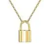 Van Chloe Punk Metal Style 925 Sterling Silver Gold Lock Pendant Necklace for Women Men Girls Jewelry Gift for Christmas (B-Gold)