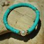 5 Pcs Clay Beaded Bracelets Stackable Faux Pearl Summer Bracelets Boho Rainbow Friendship Bracelets Lightweight African Vinyl Beaded Bracelet for Women Girls Jewelry