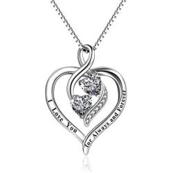 YFN Sterling Silver Infinity Love Heart Necklace Platinum Plated Round CZ Womans Jewelry 18'' Valentine Gifts for Her Girlfriends
