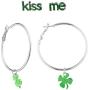 Lux Accessories Silver Tone Clover Charm Saint Patrick Inspired Loop Earrings