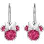 Disney Minnie Mouse Silver Plated Pink Glitter Dangle Earrings, Official License
