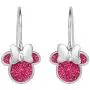Disney Minnie Mouse Silver Plated Pink Glitter Dangle Earrings, Official License