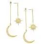Zuo Bao Dainty Crescent Earrings Sunburstand and Moon Dangle Drop Earrings Celestial Galaxy Jewelry