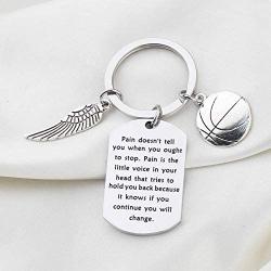 WSNANG Basketball Star Memorial Gift Inspirational Quotes Jewelry If You Continue You Will Change Keychain Gift for Basketball Lovers