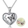 AOBOCO Heart Locket Necklace That Holds Pictures Photo in 925 Sterling Silver Butterfly/Flower Photo Picture Locket Necklace for Women, Crystals from Austria