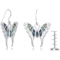 Sterling Silver Italian Large Abalone Butterfly Earrings