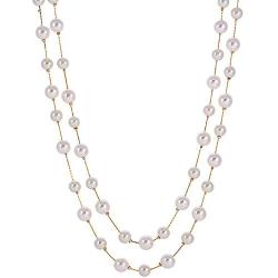 Jude Jewelers Long Double Strand Faux Pearl Statement Cocktail Party Necklace