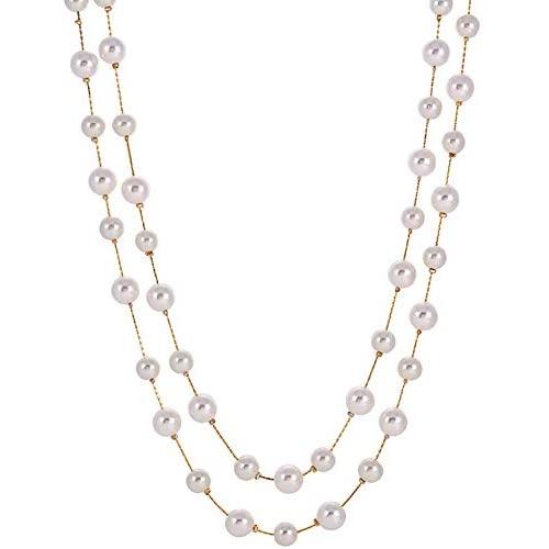 Jude Jewelers Long Double Strand Faux Pearl Statement Cocktail Party Necklace