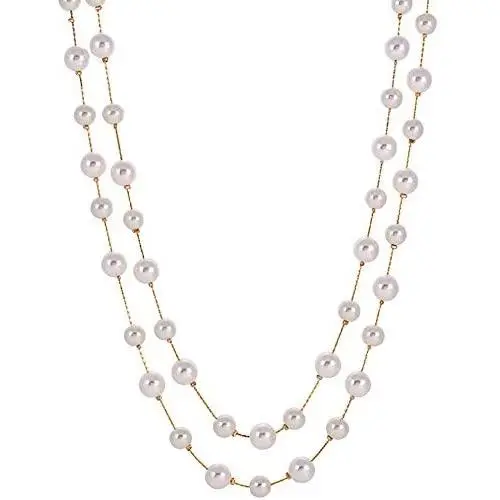 Jude Jewelers Long Double Strand Faux Pearl Statement Cocktail Party Necklace Jude Jewelers Long Double Strand Faux Pearl Statement Cocktail Party Necklace