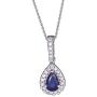 Gin & Grace 10K White Gold Genuine Blue Sapphire& Natural Diamond (I1,I2) Statement Pendant for Women