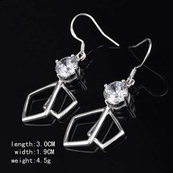 YAZILIND Drop Dangle Earrings Silver Cubic Zirconia Sparkling Women Fish Hook Earrings Elegant Vintage Statement Party Jewelry