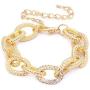 Cable Link Bracelets Two Tone Circles Chain Silver and Gold Wire Link Bangle Bracelets Chunky Flat Metal Twisted Cable Chain Bracelets Jewelry Adjustable Fashion Paperclip Link Bracelets
