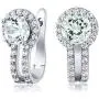 Gem Stone King Sterling Silver Sky Blue Aquamarine & White Created Sapphire Gemstone Birthstone Earrings (1.40 Cttw, 5MM Round)