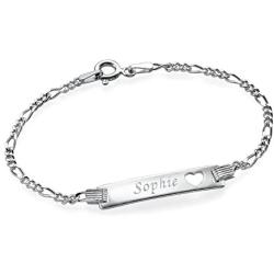 MyNameNecklace Womens Personalized Signature ID Bracelet with Heart - Sterling Silver with Engraving Custom Engraved Jewelry for Her
