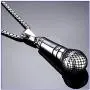 Fusamk Punk Stainless Steel Microphone Pendant Necklace,24'' Box Chain