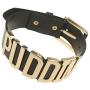 Coolcoco Adjustable Fashion High Neck Black Belt Letter Gold Puddin Choker Necklace Collar for Women Girls Adult Kids Prime (About 1.2 Inch Width)