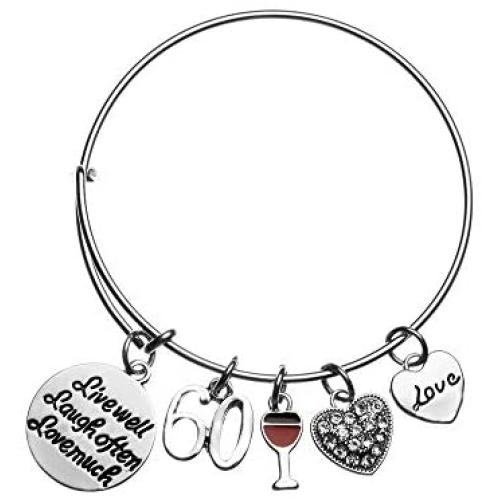 60th Birthday Bracelet, Birthday Gifts for Women, Live Well, Laugh Often, Love Much Jewelry, Perfect 60th Birthday Gift Ideas