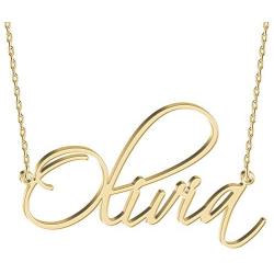 UMAGICBOX Sterling Silver Name Necklace Personalized 18K Gold Plated,Custom Name Plate Necklace,Anniversary Friendship Gift for Women