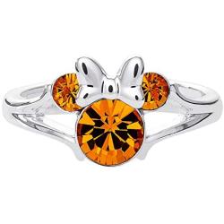 Disney Minnie Mouse Girls Jewelry, Silver Plated Crystal Head Ring, Size 4