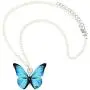WEVENI Acrylic Blue Morpho Butterfly Necklace Insect Pendant Spring Summer Jewelry Novelty Gifts for Women Girls Ladies