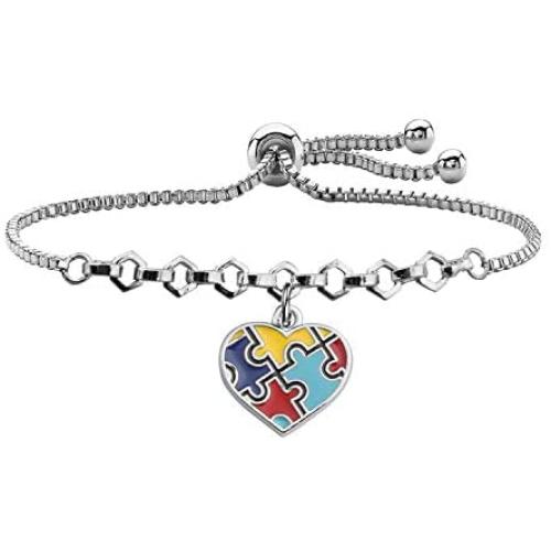 Autism Awareness Keychain Gifts for Autistic Colorful Puzzle Piece Key Ring Set of 2