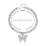 Zoestar Butterfly Choker Necklace Gorgeous Crystal Pendant Necklaces Sparkly Butterfly Chain Jewelry for Women (Silver)