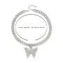Zoestar Butterfly Choker Necklace Gorgeous Crystal Pendant Necklaces Sparkly Butterfly Chain Jewelry for Women (Silver)