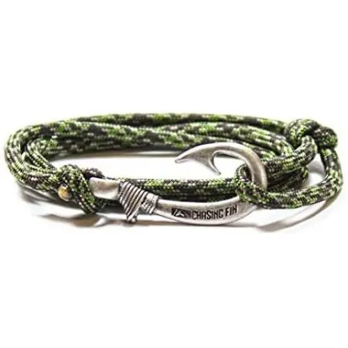 Chasing Fin Adjustable Fish Hook Bracelet - 550 Military Paracord with Fish Hook Pendant - Also Worn as Necklace or Ankle Bracelet Chasing Fin Adjustable Fish Hook Bracelet - 550 Military Paracord with Fish Hook Pendant - Also Worn as Necklace or Ankle Bracelet